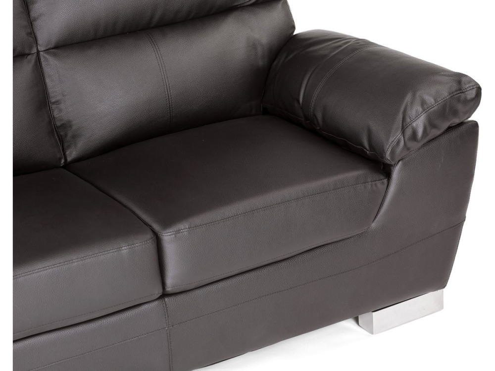 Canapé fixe en cuir reconstitué et PVC "Dallas" - 169 x 88 x 90 cm - 2 places - Chocolat