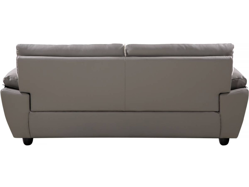 Canapé fixe en cuir reconstitué et PVC " Dallas" - 210 x 88 x 90 cm - 3 places - Gris/Blanc