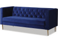 Canapé fixe en velours "Bruce" - 196 x 76 x 82 cm - 3 places - Bleu foncé - Bleu foncé