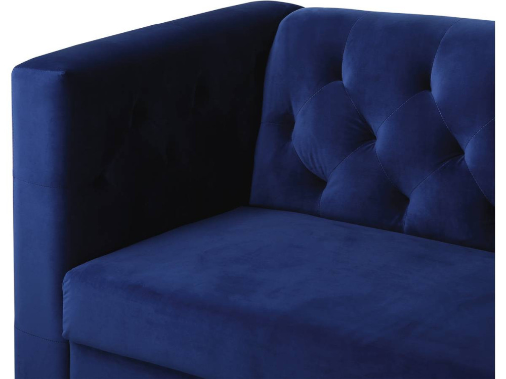 Canapé fixe en velours "Bruce" - 196 x 76 x 82 cm - 3 places - Bleu foncé