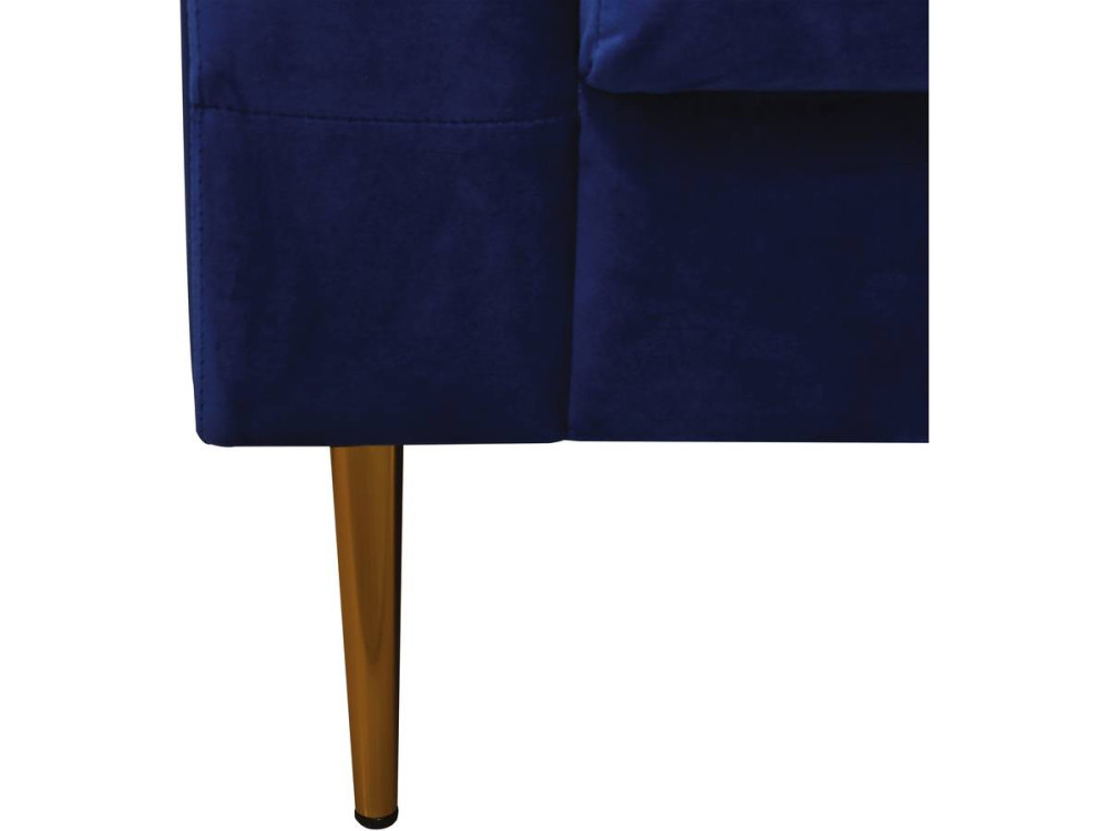 Canapé fixe en velours "Bruce" - 196 x 76 x 82 cm - 3 places - Bleu foncé