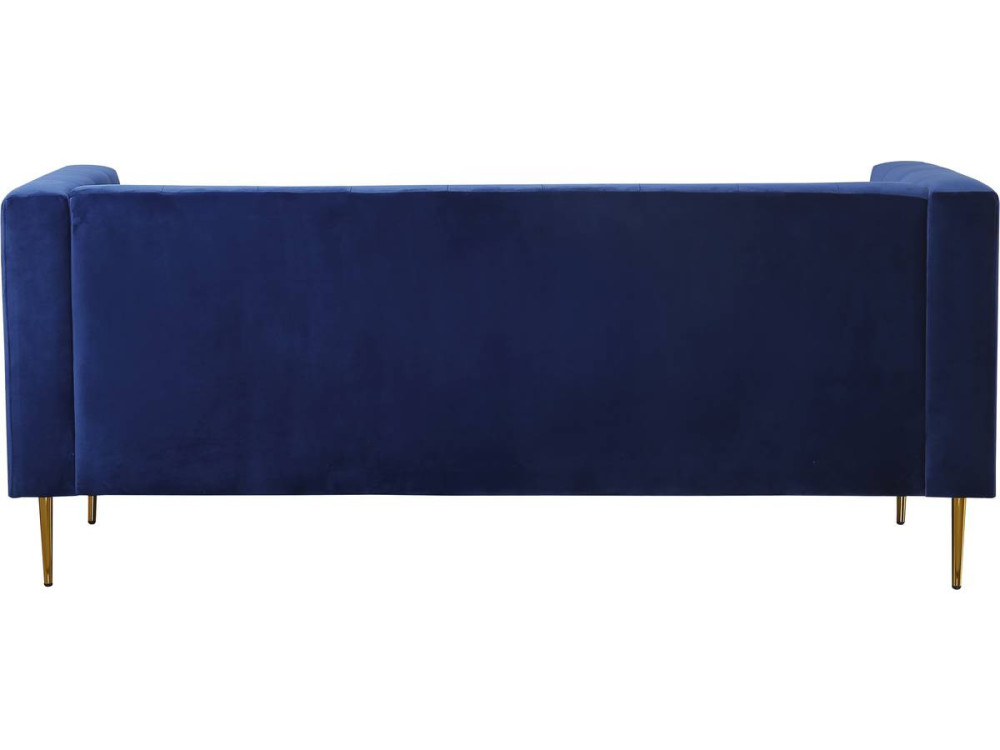 Canapé fixe en velours "Bruce" - 196 x 76 x 82 cm - 3 places - Bleu foncé