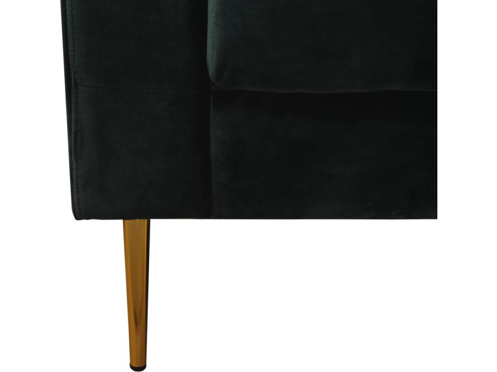 Canapé fixe en velours "Bruce" - 196 x 76 x 82 cm - 3 places - Vert foncé