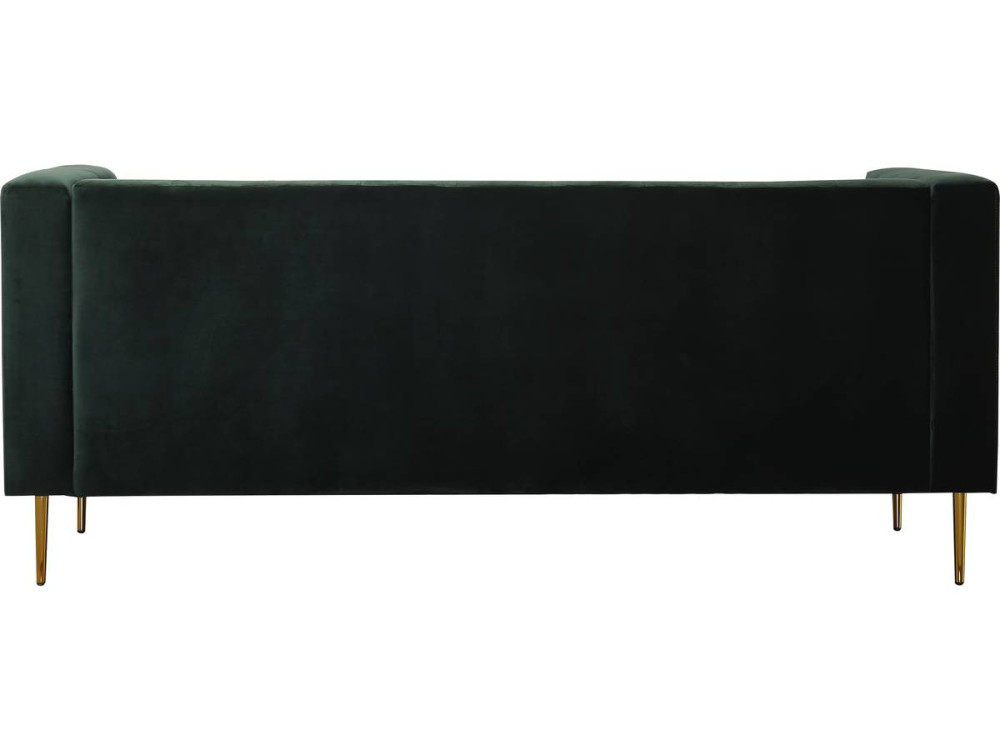 Canapé fixe en velours "Bruce" - 196 x 76 x 82 cm - 3 places - Vert foncé