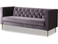 Canapé fixe en velours "Bruce" - 196 x 76 x 82 cm - 3 places - Bleu foncé - Gris