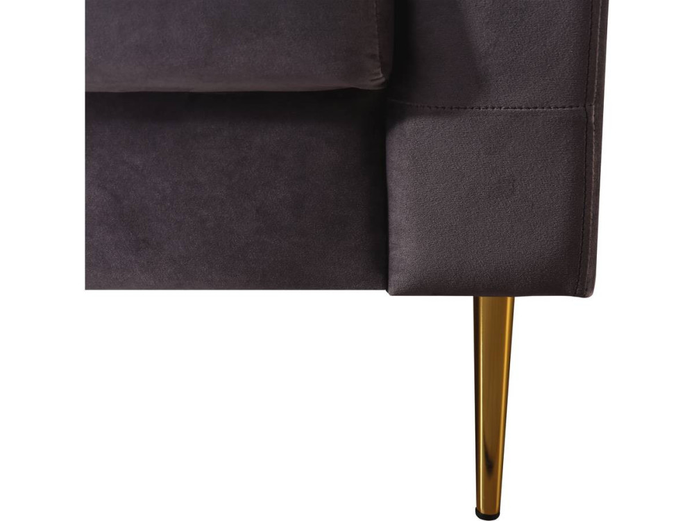 Canapé fixe en velours "Bruce" - 196 x 76 x 82 cm - 3 places - Gris