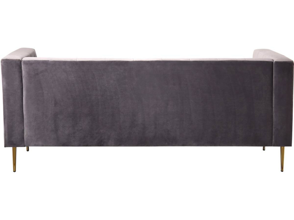 Canapé fixe en velours "Bruce" - 196 x 76 x 82 cm - 3 places - Gris