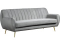 Canapé fixe en velours "Evans" - 195 x 84 x 82 cm - 3 places - Gris - Gris