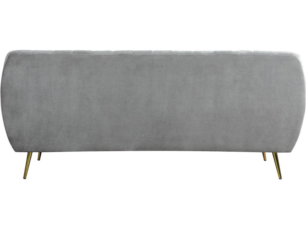 Canapé fixe en velours "Evans" - 195 x 84 x 82 cm - 3 places - Gris