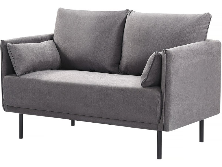Canapé fixe tissu "Rudy" - 132 x 78 x 88 cm - 2 places - Gris foncé