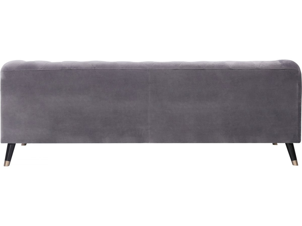 Canapé fixe en velours "Gloria" - 216 x 86 x 76 cm - 3 places - Gris