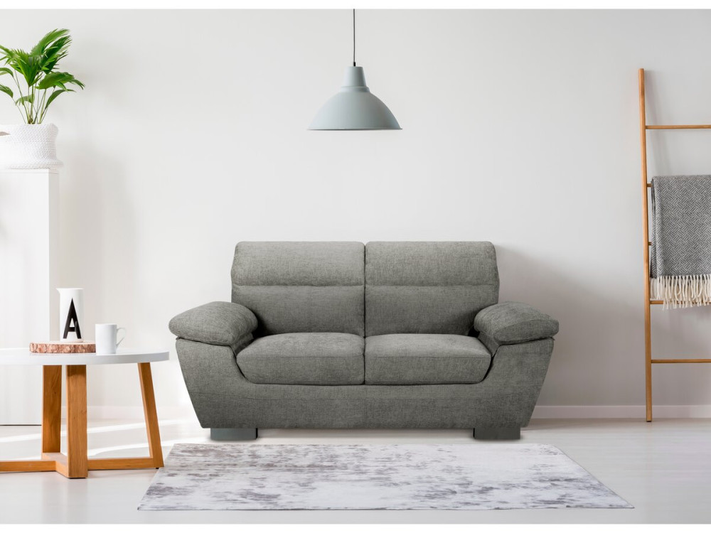 Canapé fixe en tissu "Dallas" - 169 x 88 x 90 cm - 2 places - Gris