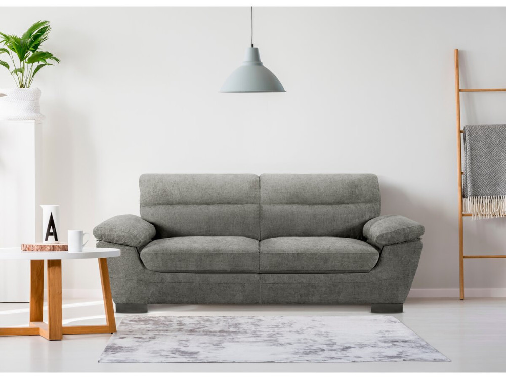 Canapé fixe en tissu "Dallas" - 210 X 88 X 90 cm - 3 places - Gris