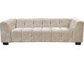 Canapé droit design en tissu chenille 3 places "Foch"- Gris - Beige