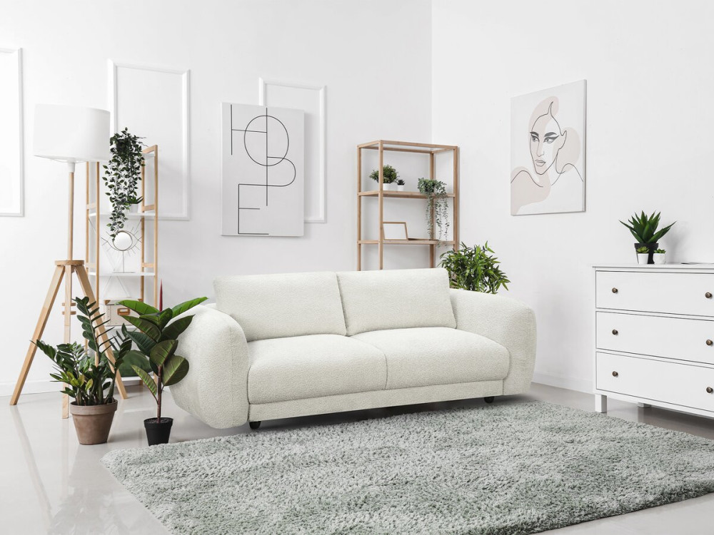 Canapé droit en tissu chenille "Saint Germain S" - 3 places - Beige