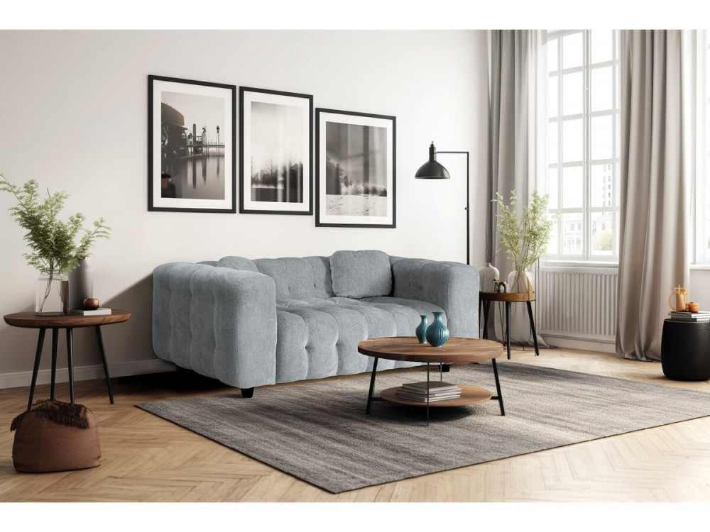 Canapé droit en tissu chenille "Vendome" - 2 places - Gris