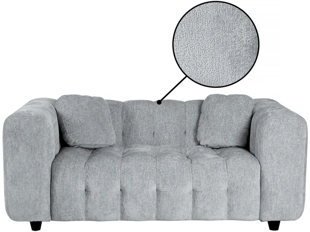 Canapé droit en tissu chenille "Vendome" - 2 places - Gris