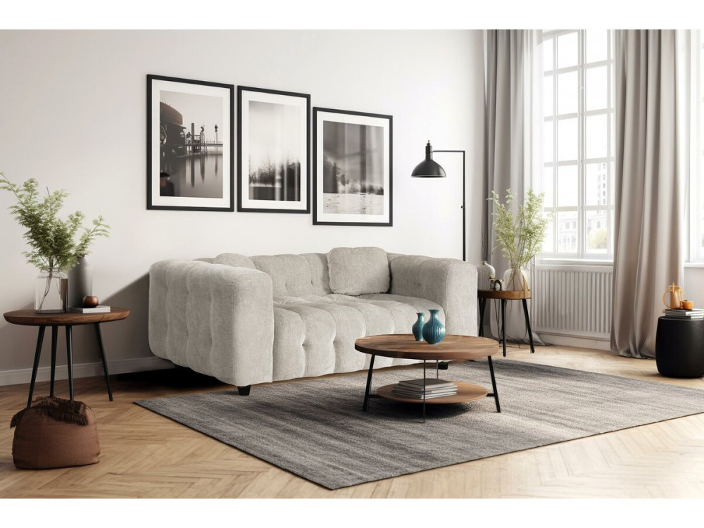 Canapé droit en tissu chenille "Vendome" - 2 places - Beige