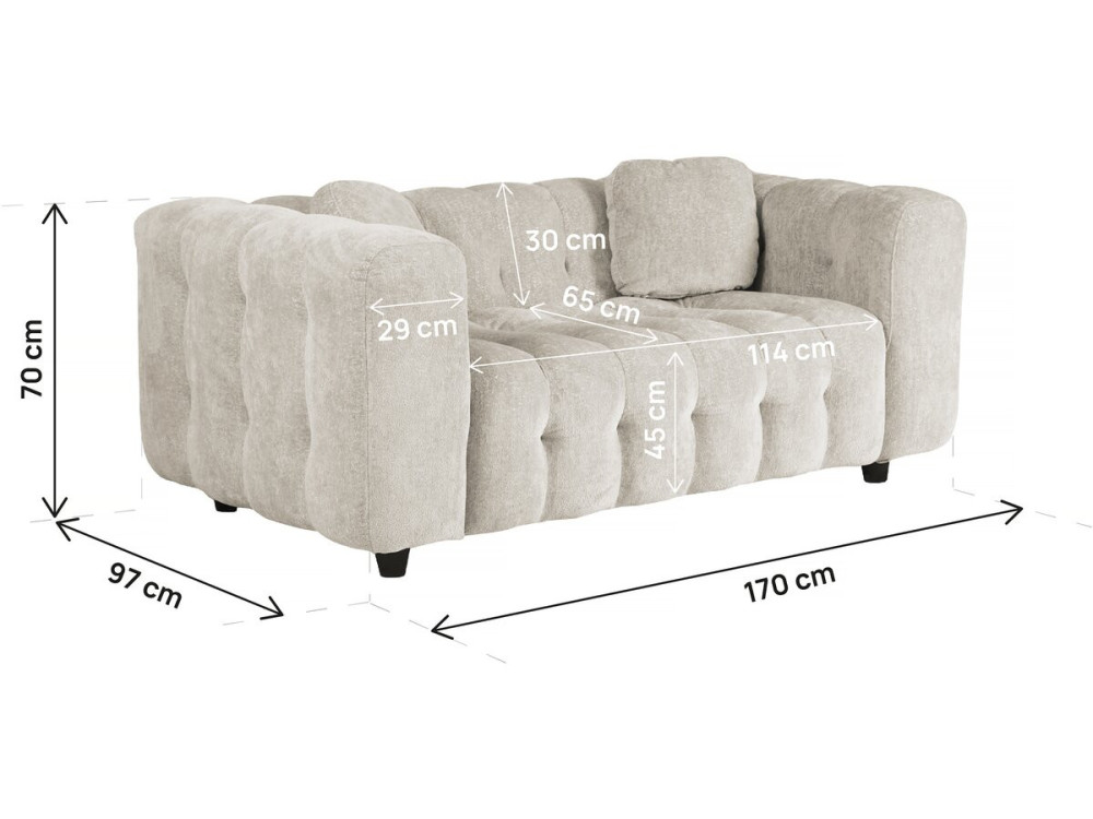 Canapé droit en tissu chenille "Vendome" - 2 places - Beige