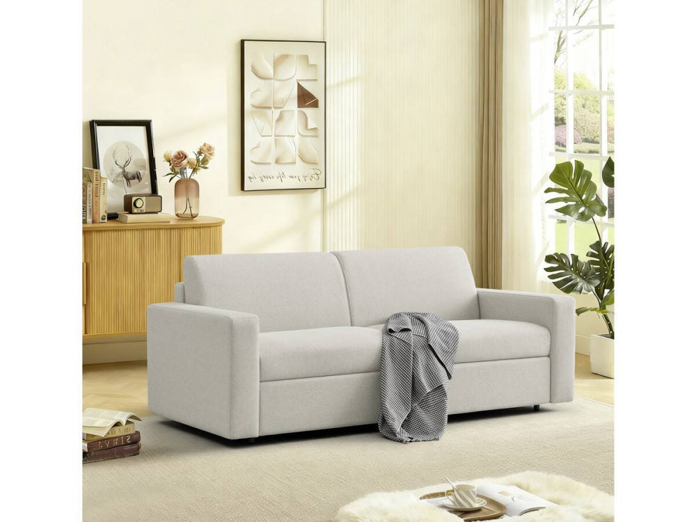 Canapé convertible express en tissu "Diana" - Couchage 140 cm - 3 places - Beige