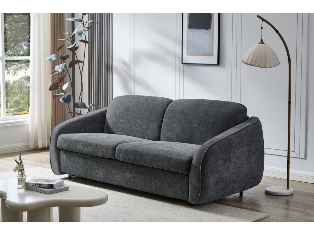 Canapé lit convertible express en tissu texturé "Laurie" - 202 x 107 x 85 cm