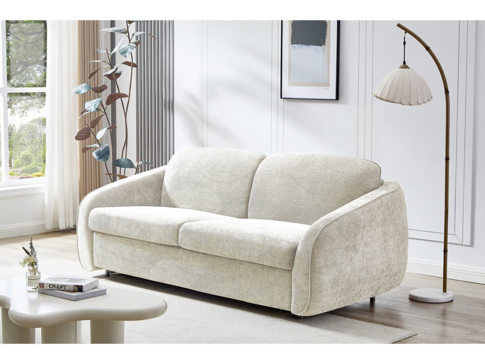 Canapé lit convertible express en tissu texturé "Laurie" - 202 x 107 x 85 cm