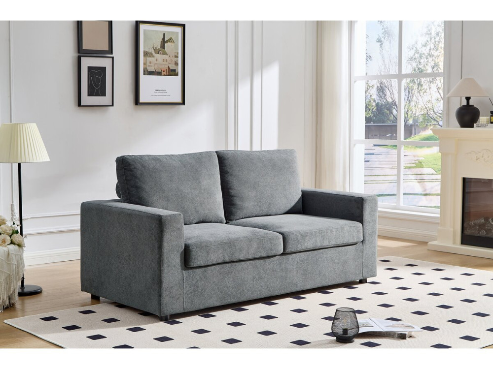 Canapé convertible express en tissu "Elena" - 3 places - Couchage 140 cm - Gris