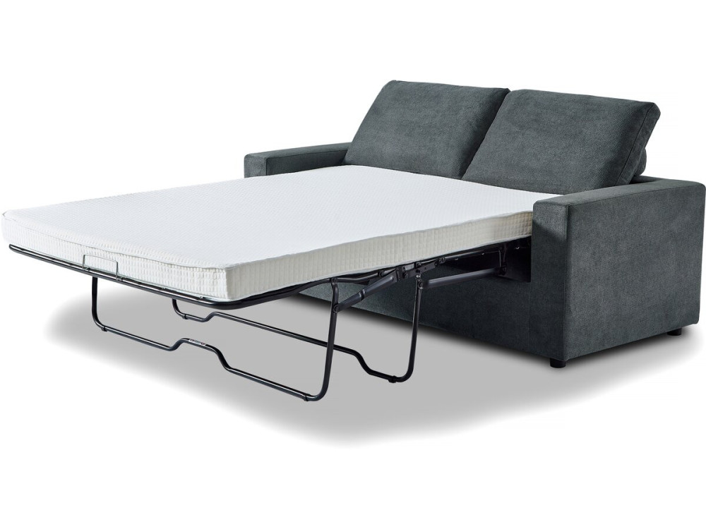 Canapé convertible express en tissu "Elena" - 3 places - Couchage 140 cm - Gris