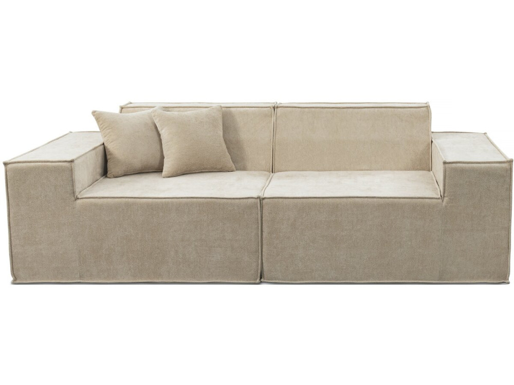 Canapé droit modulable en tissu texturé "Lusso" - 3 places - Beige