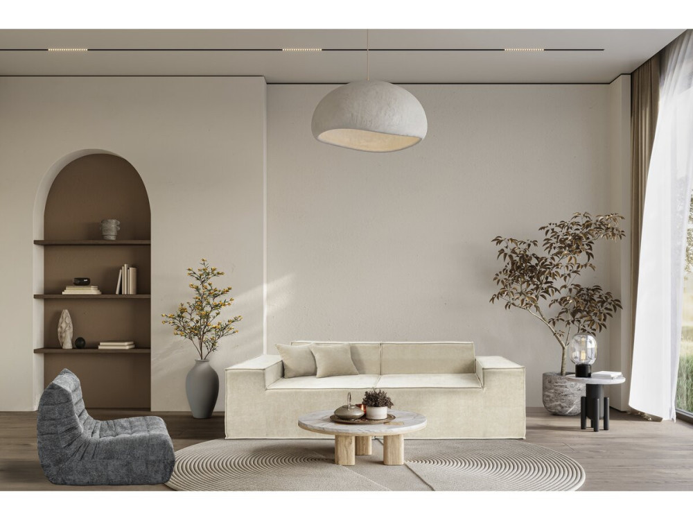 Canapé droit modulable en tissu texturé "Lusso" - 3 places - Beige