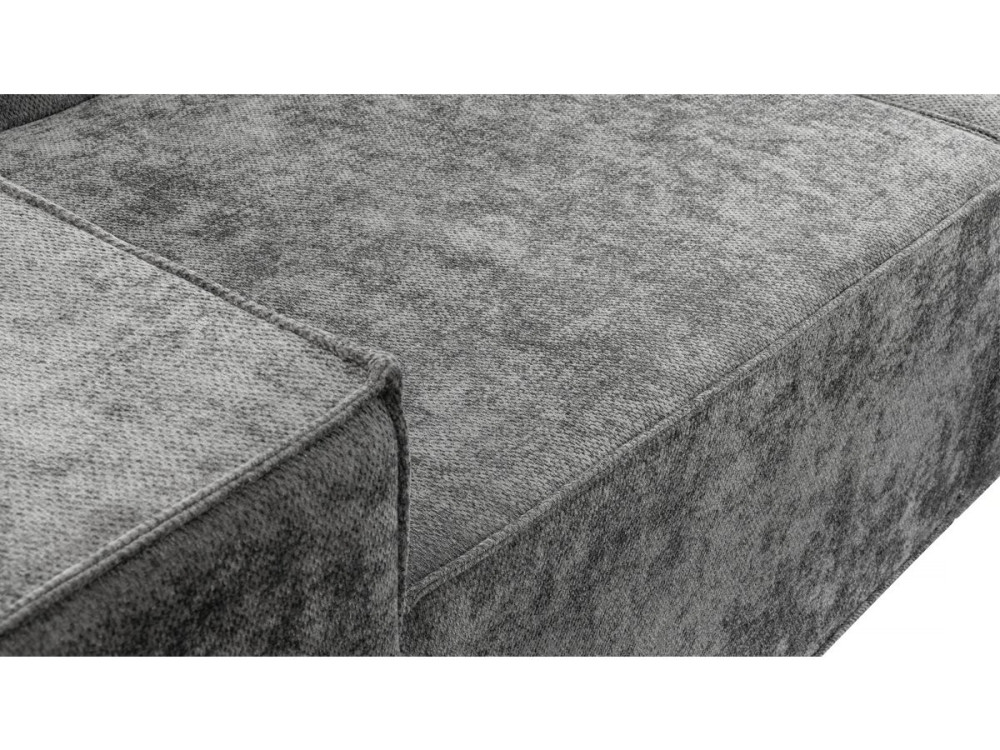 Canapé droit modulable avec ottoman en tissu texturé "Lusso" - 3 places - Gris