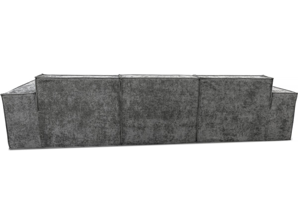 Canapé droit modulable avec ottoman en tissu texturé "Lusso" - 4 places - Gris