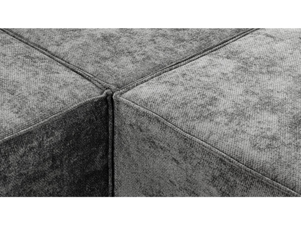 Canapé droit modulable avec ottoman en tissu texturé "Lusso" - 4 places - Gris