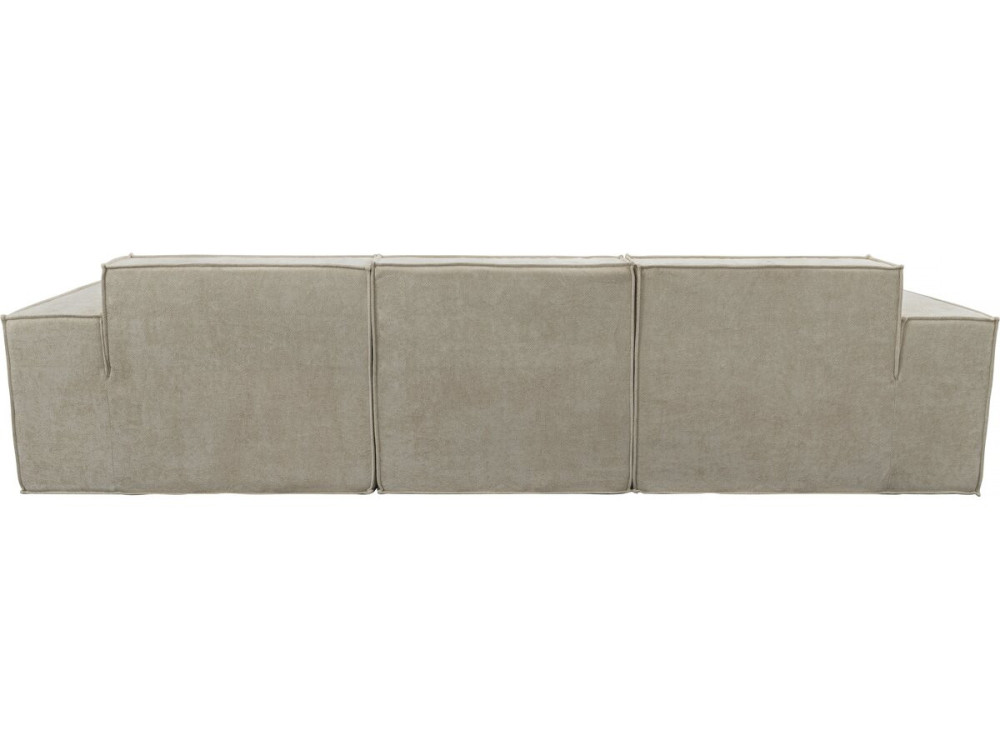 Canapé droit modulable avec ottoman en tissu texturé "Lusso" - 4 places - Beige