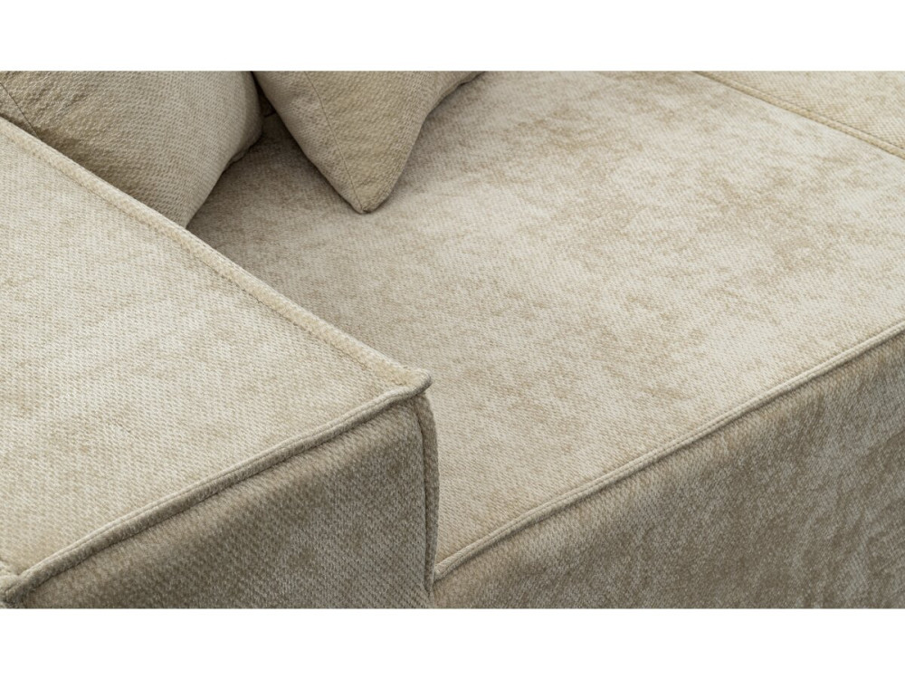Canapé droit modulable avec ottoman en tissu texturé "Lusso" - 4 places - Beige