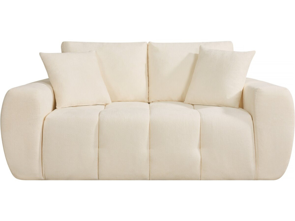 Canapé droit en tissu style bubble "Léonie" - 2 places - Beige