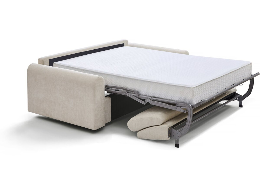 Canapé lit convertible express "Isadora" - Matelas 18 cm - Couchage 140 cm - 3 places - Beige