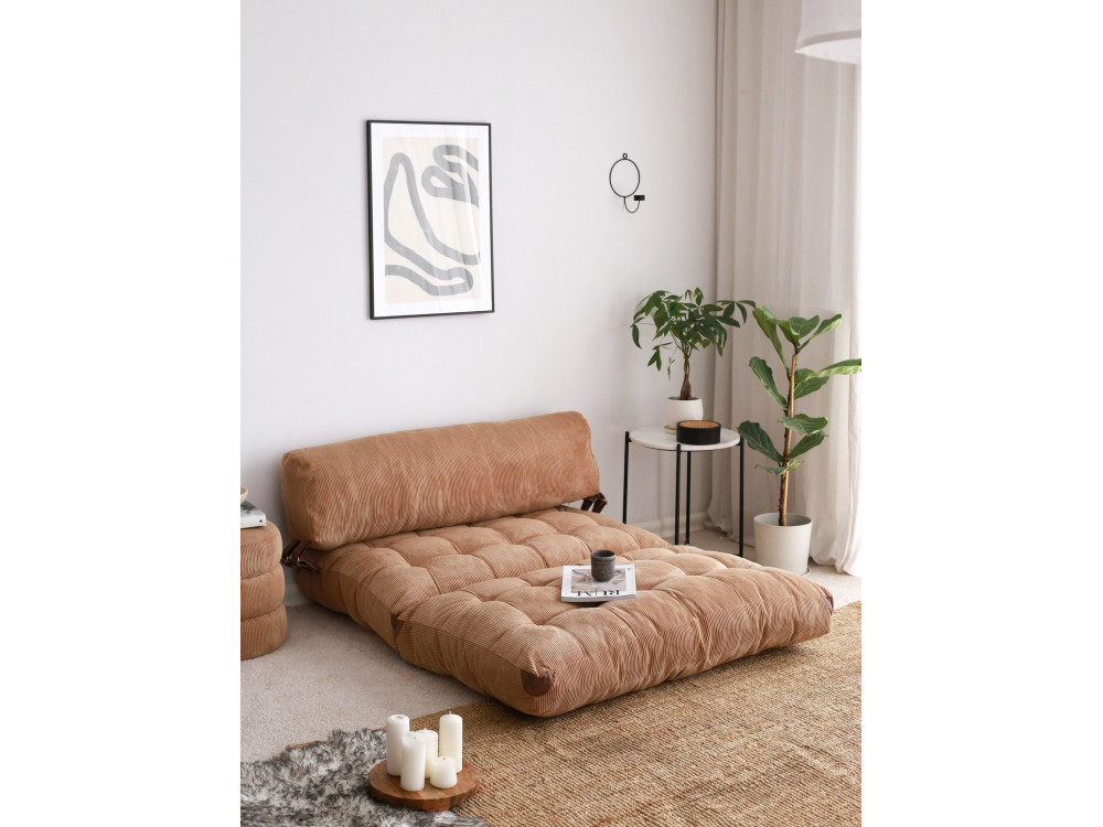 Canapé-lit 2 places en tissu "Fold" - 120 x 75 x 79 cm - Marron
