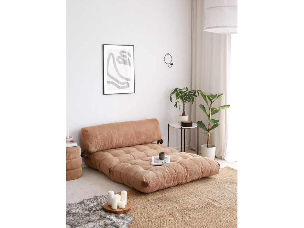 Canapé-lit 2 places en tissu "Fold" - 120 x 75 x 79 cm - Marron