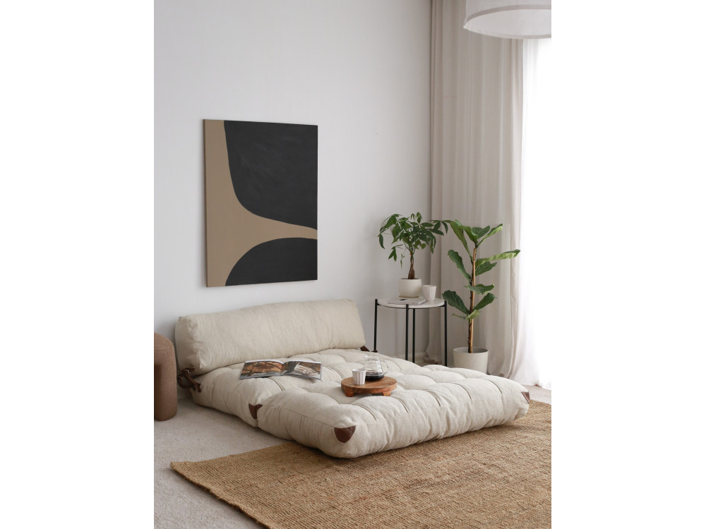 Canapé-lit 2 places en tissu "Fold" - 120 x 75 x 79 cm - Crème