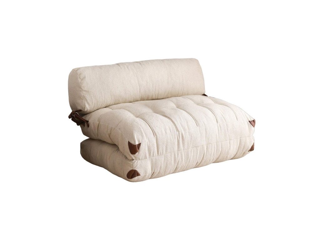 Canapé-lit 2 places en tissu "Fold" - 120 x 75 x 79 cm - Crème