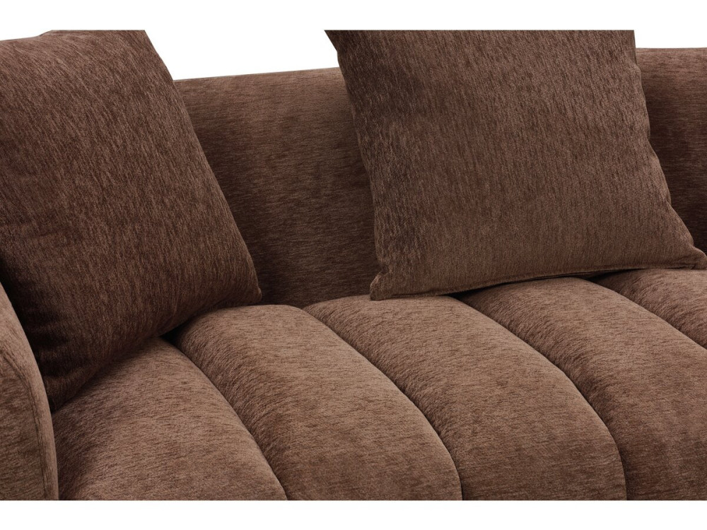 Canapé droit style bubble en tissu texturé "La Fayette" - 3 places - Marron