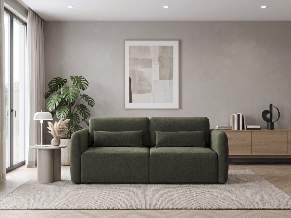Canapé droit convertible en tissu "Concorde" 3 places - Vert