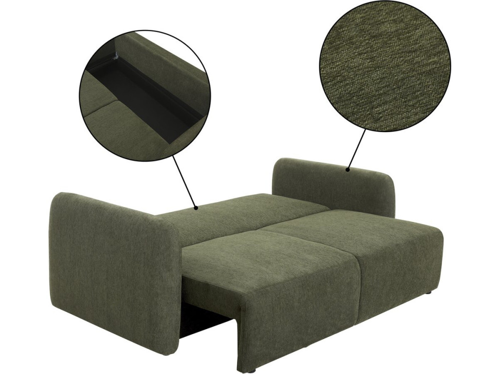 Canapé droit convertible en tissu "Concorde" 3 places - Vert