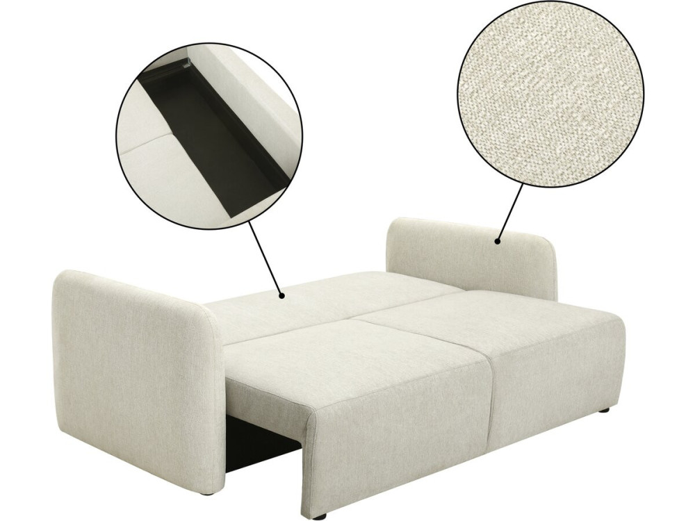 Canapé droit convertible en tissu "Concorde" 3 places - Beige