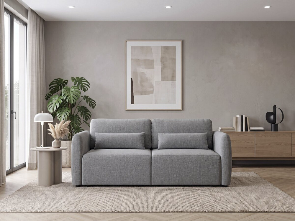 Canapé droit convertible en tissu "Concorde" 3 places - Gris