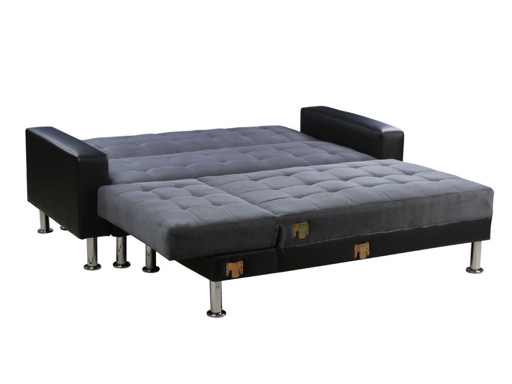 Canapé d'angle convertible et réversible "Theo" - 4 places - Noir / Gris