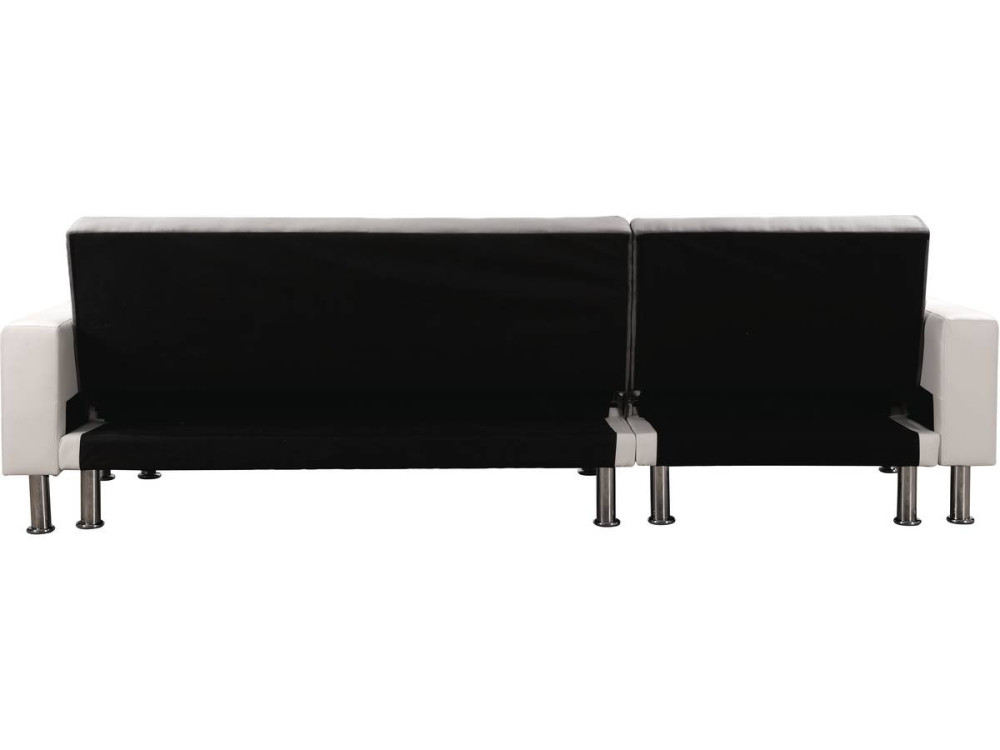 Canapé d'angle convertible et réversible "Theo" - 258 x 82/147 x 82 cm - 4 places -Gris/Blanc