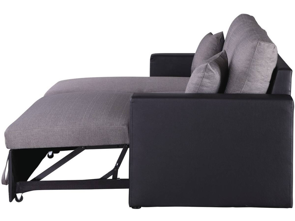 Canapé d'angle convertible/ réversible avec coffre "Alain" - 3 places - Gris / Noir