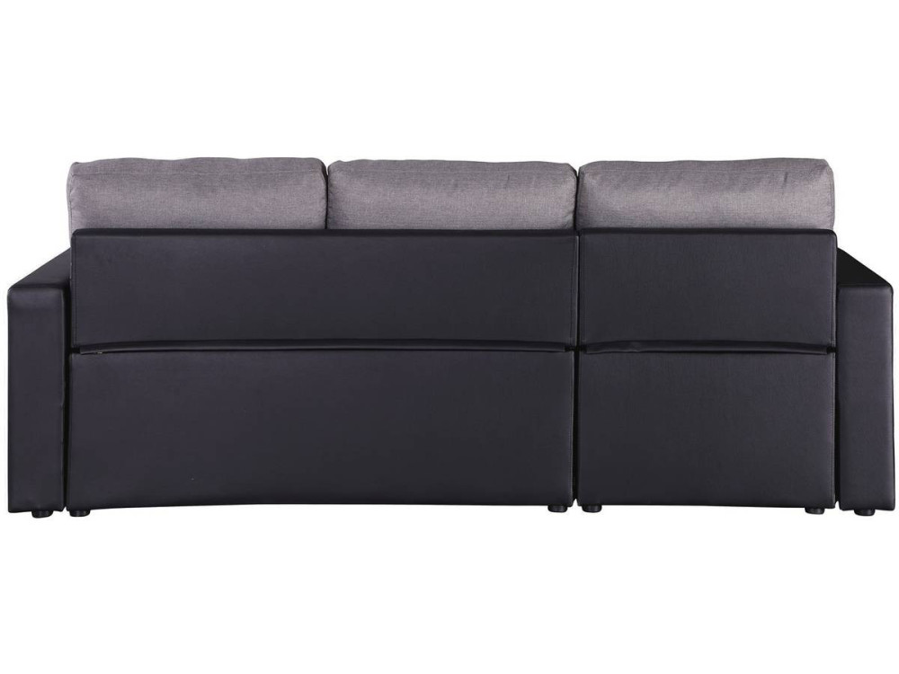 Canapé d'angle convertible/ réversible avec coffre "Alain" - 3 places - Gris / Noir